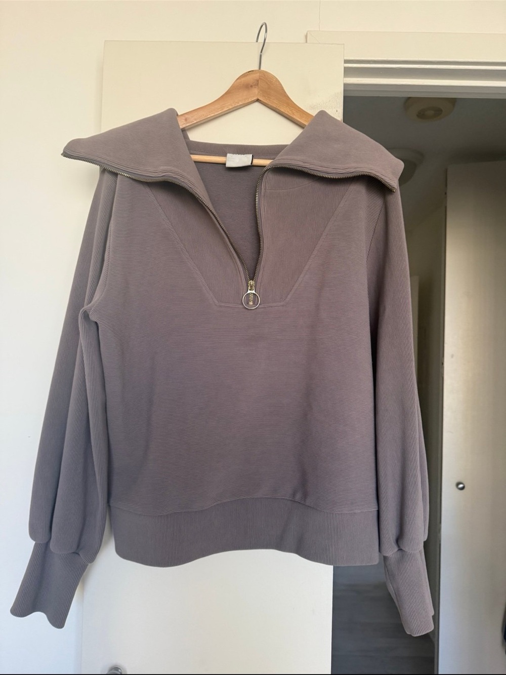 Varley Lilac Zip Sweater
